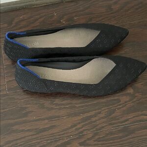 Rothy's Black Flats with Blue Trim